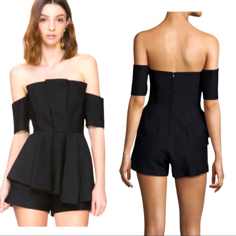 C/MEO Collective 'Need Nobody Romper' off shoulder peplum bnwt - Picture 7 of 12